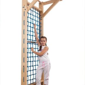Акция! Детская деревянная Шведская стенка Спортбейби Гладиаторская сетка c турником «Sport 7- 240» SportBaby