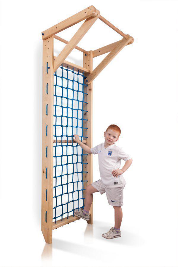 Акция! Детская деревянная Шведская стенка Спортбейби Гладиаторская сетка c турником «Baby 7- 220» SportBaby