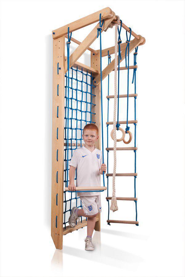 Акция! Детская деревянная Шведская стенка Спортбейби Гладиаторская сетка c навесным Baby 8 – 240 SportBaby