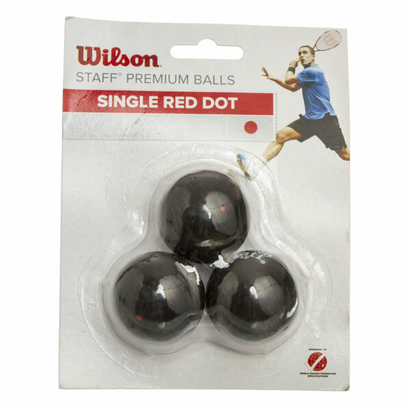 Мяч для сквоша WILSON STAFF SINGLE RED DOT WRT618200 3шт черный