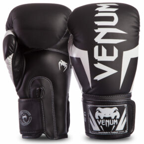 Перчатки боксерские кожаные VENUM ELITE VENUM-0984-108 10-14 унций черный-белый