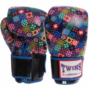 Перчатки боксерские кожаные TWN VL-2058 10-12 унций синий-черный