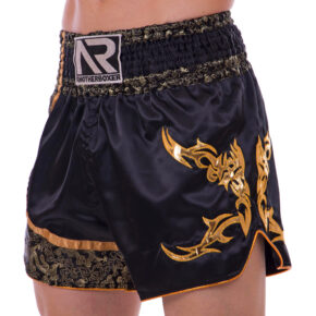 Шорты для тайского бокса и кикбоксинга SP-Sport BO-2345 M-XL черный-золотой