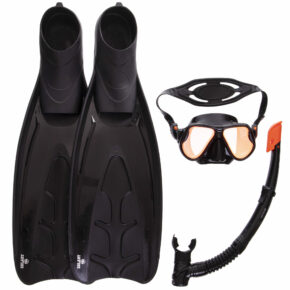 Набор для плавания маска c трубкой и ластами Zelart M266S-SN120S-F19 черный