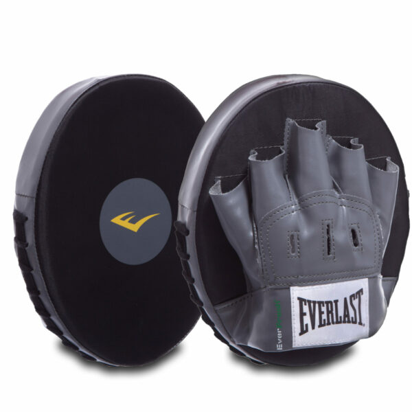 Лапа Прямая круглая для бокса и единоборств EVERLAST PUNCH MITTS EV4318 24х19х3,5см 2шт черный-серый